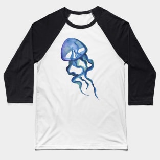 Cute Blue Watercolor Jellyfish Baseball T-Shirt